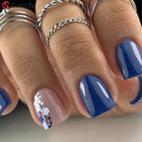 Midnight Sparkle – short Squoval nail detail