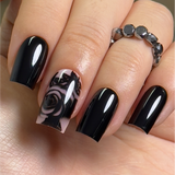 Black Gold Rose M Square square press-on nails