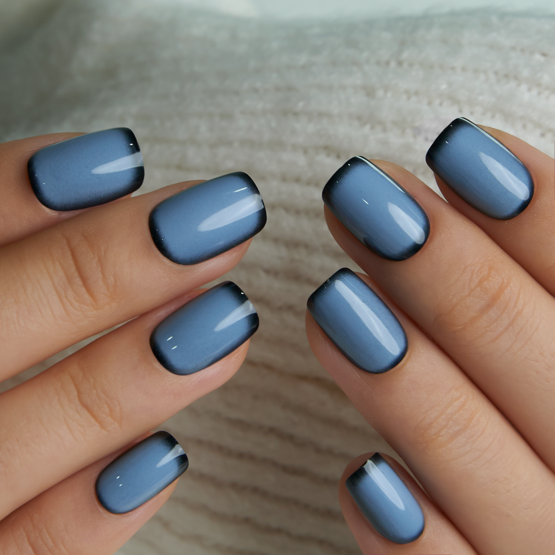 Misty Slate Vibe S Squoval squoval press-on nails