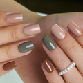 Nude Orange Yellow Purple Green Brown Squoval Short press-on nails by Lirenail - front