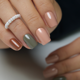 Nude Orange Yellow Purple Green Brown Squoval Short press-on nails by Lirenail - wear