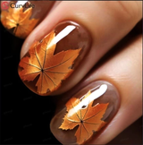Autumn Leaves – short Squoval nail detail