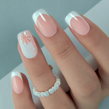 Snowy Grace – medium Squoval nail detail
