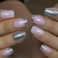 Frost Glow – short Squoval press-on nails