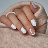 White Heart S Oval oval press-on nails