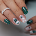 Elf Forest Glow – medium Squoval press-on nails