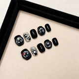 Black Square Short press-on nails by Lirenail - wear effect