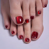 Crimson Cat Glow - Squoval Toenails squoval press-on nails