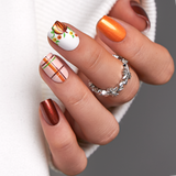 Pumpkin Harvest short squoval nail detail