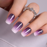 Purple Glitter medium squoval press-on nails