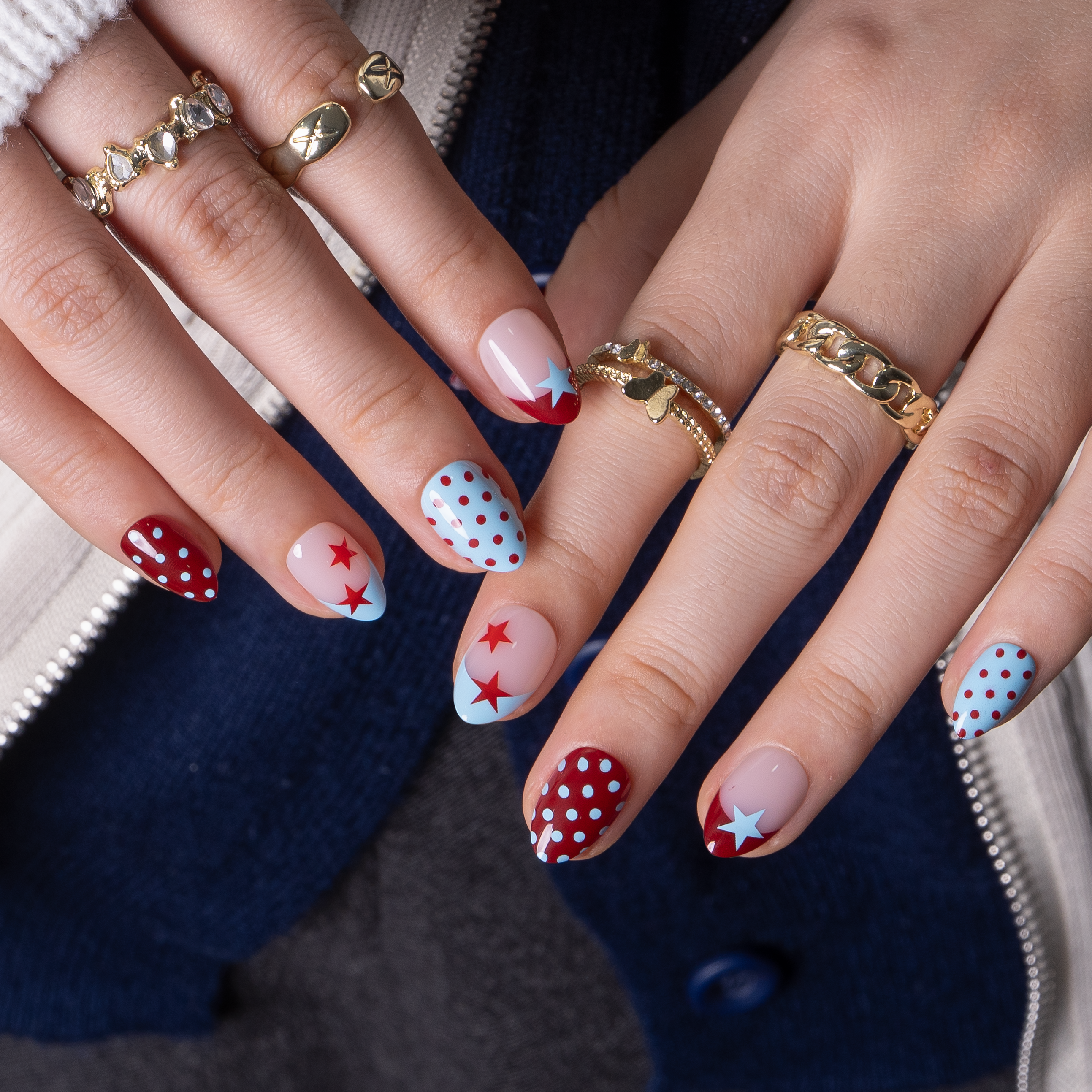 Retro Star RS Almond almond press-on nails