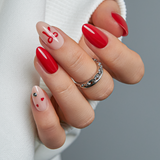 Ribbon Love short almond nail detail