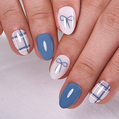 Ribbon Tale RS Almond almond press-on nails