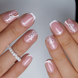Romantic French short squoval nail detail