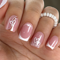 Romantic French short squoval press-on nails