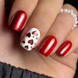 Romantic Red short squoval nail detail