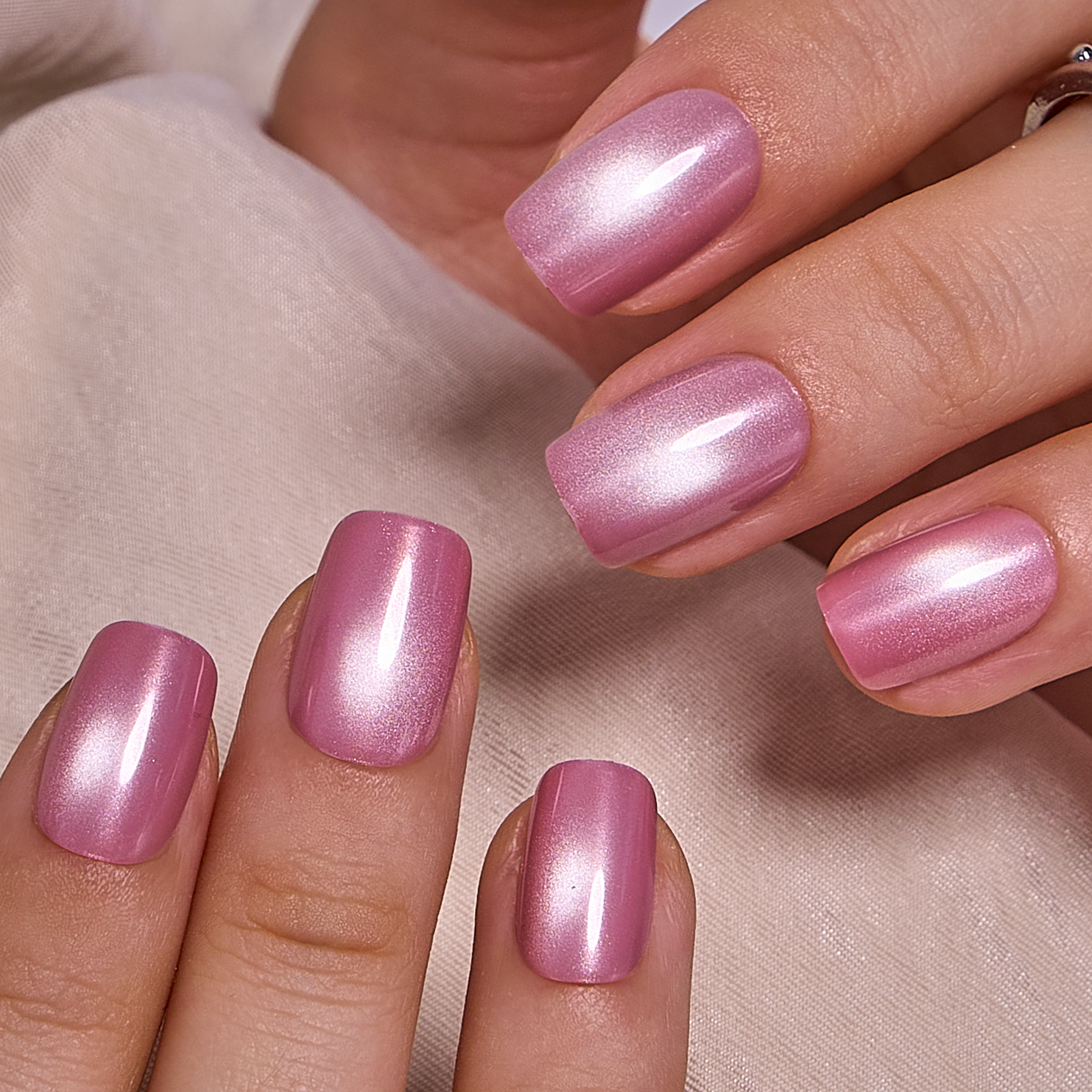Rose Aurora short squoval press-on nails