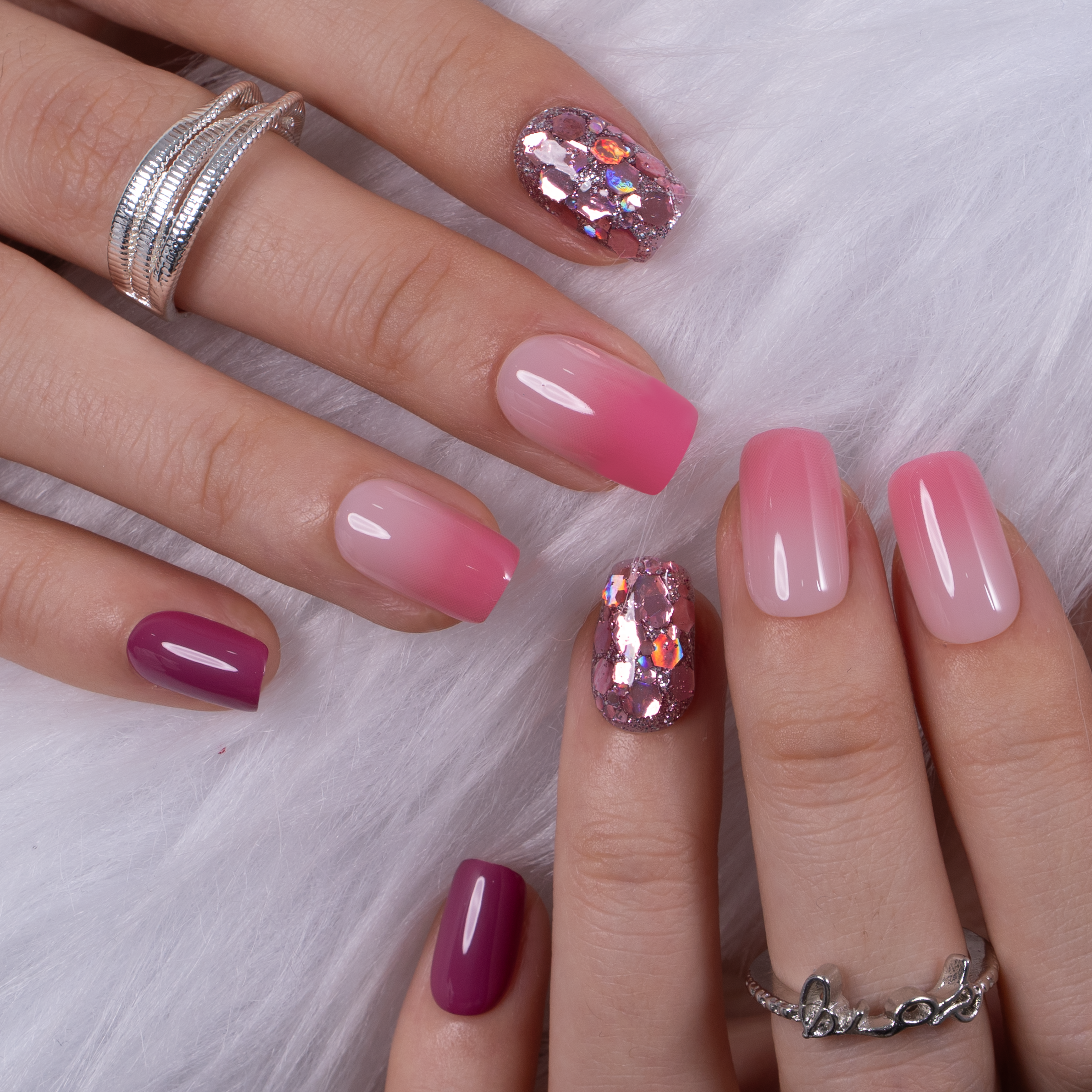 Rose Mirage M Squoval squoval press-on nails