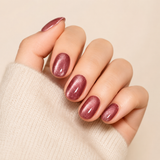 Rose Shimmer Cat Eye short oval press-on nails