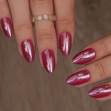 Rosy Glow Shine short almond press-on nails