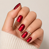Ruby Cat Eye short square press-on nails