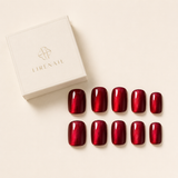 Ruby Cat Eye short square press-on nails from the side