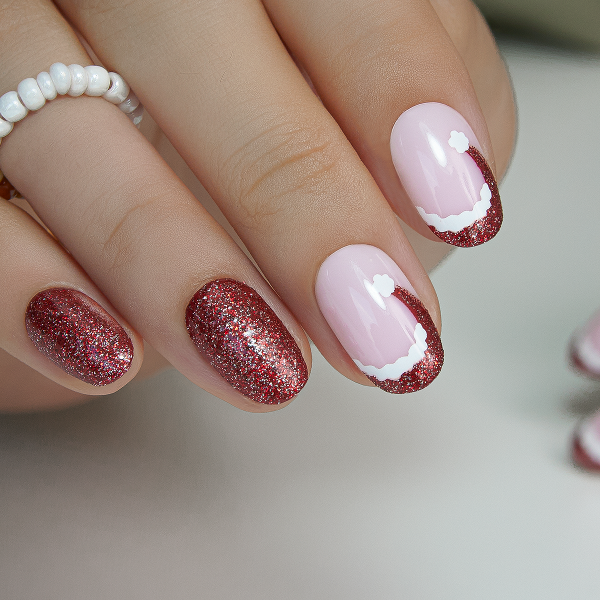 Ruby Charm medium oval press-on nails
