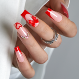 Ruby Gift long square nail detail