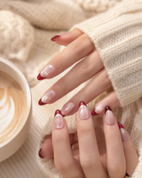 Ruby Pearl French Almond almond press-on nails