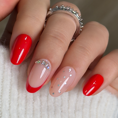 Ruby Polka medium oval nail detail