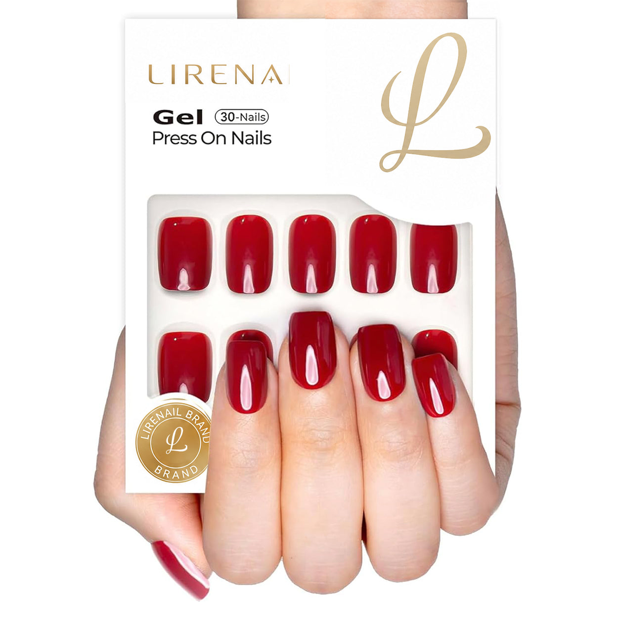 Ruby Winter short squoval soft gel press-on nails