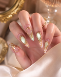 Pink Almond Short press-on nails by Lirenail - front view