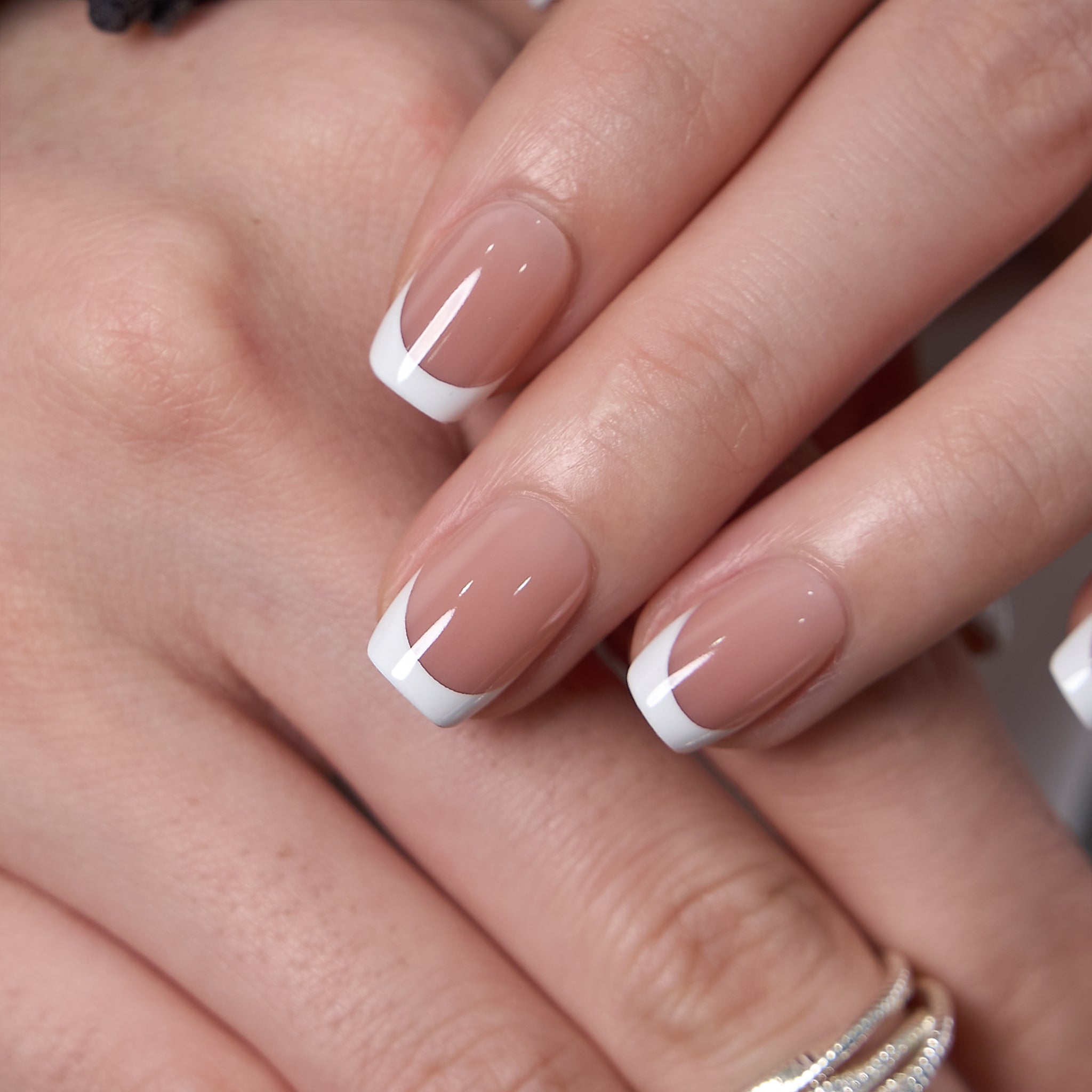 Silk French S Squoval short squoval press-on nails