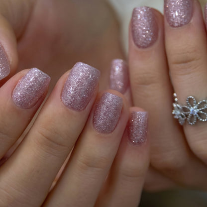 Silk Stardust S Squoval short squoval press-on nails
