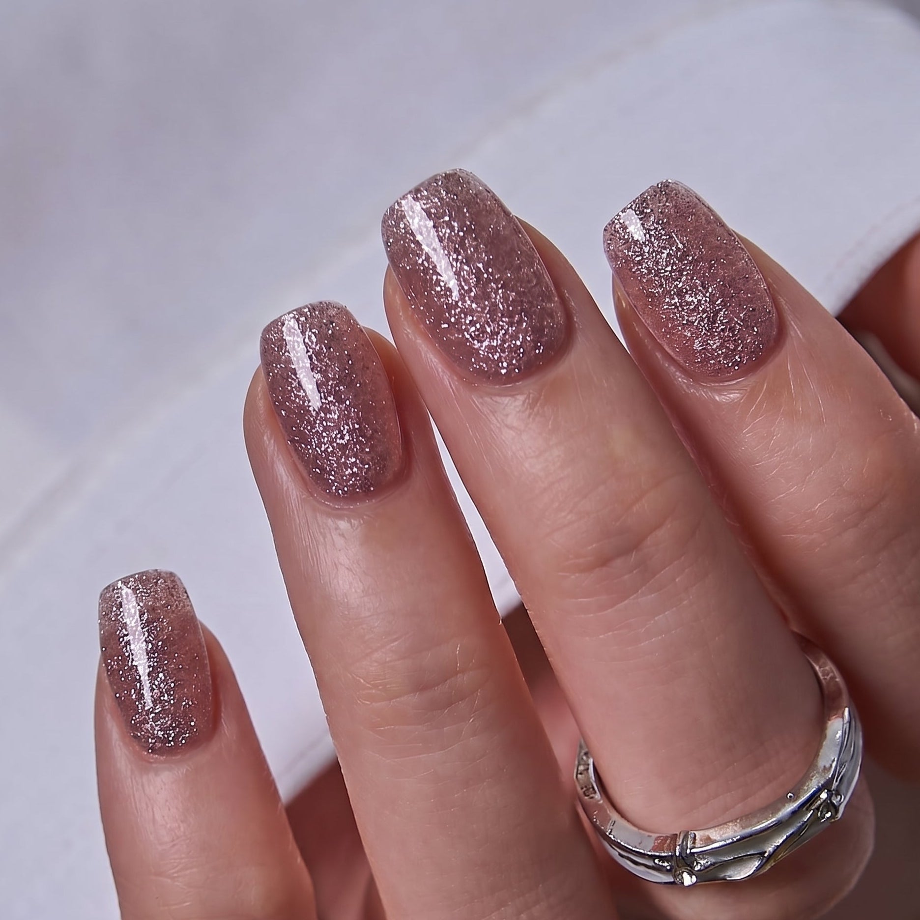 Silk Stardust S Squoval short squoval press-on nails