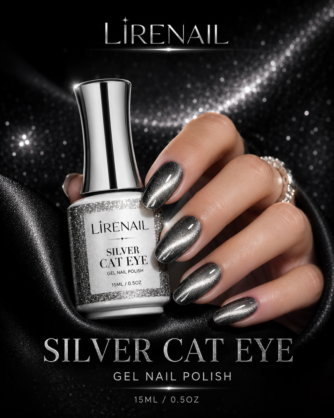 Silver Cat Eye Gel Polish 15ml manicure effect