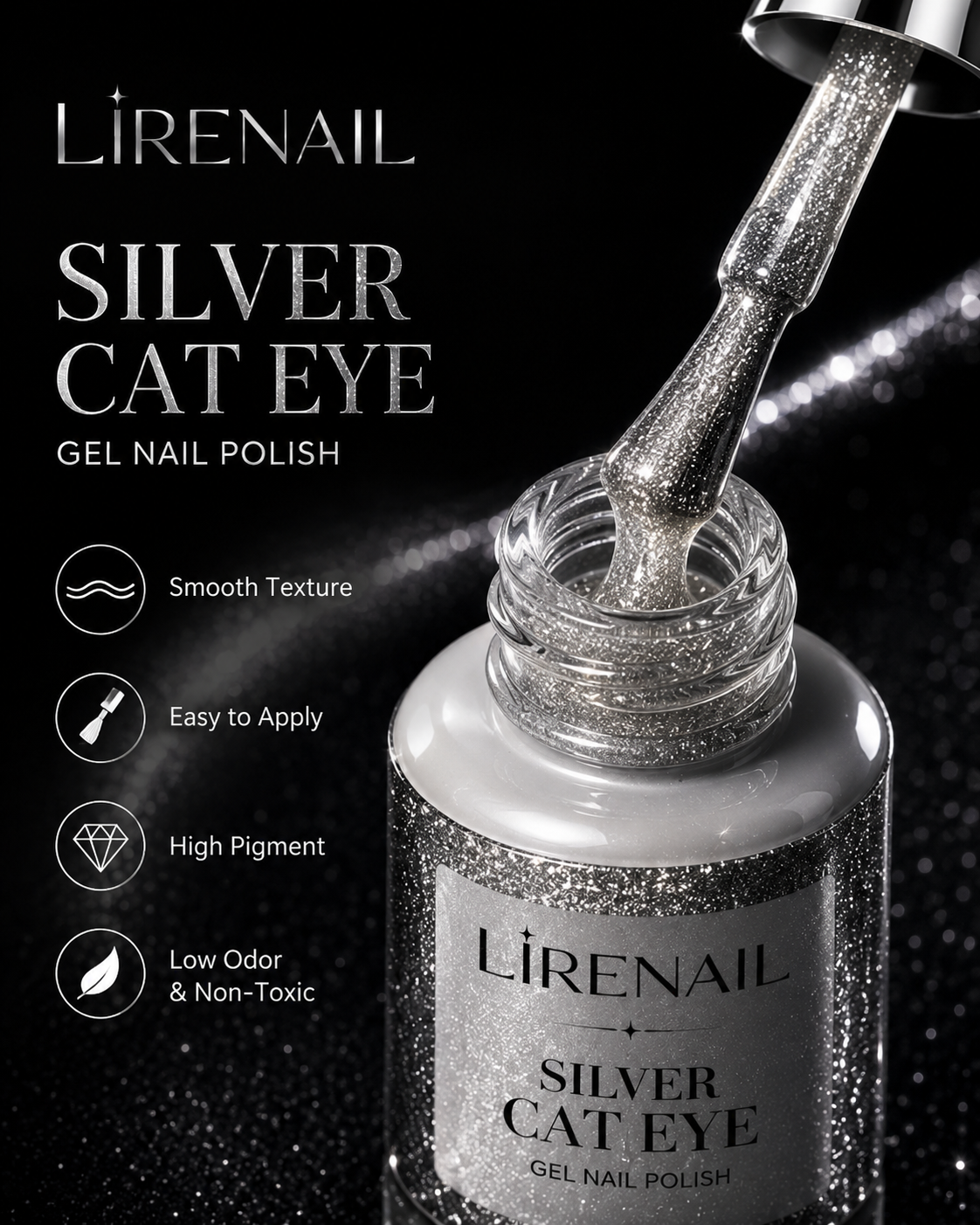 Silver Cat Eye Gel Polish 15ml side view