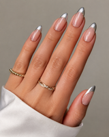 Silver Chrome French Elegant Almond almond press-on nails