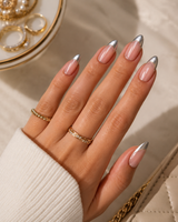 Silver Chrome French Elegant Almond almond press-on nails