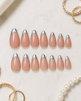 Silver Chrome French Elegant Almond almond press-on nails