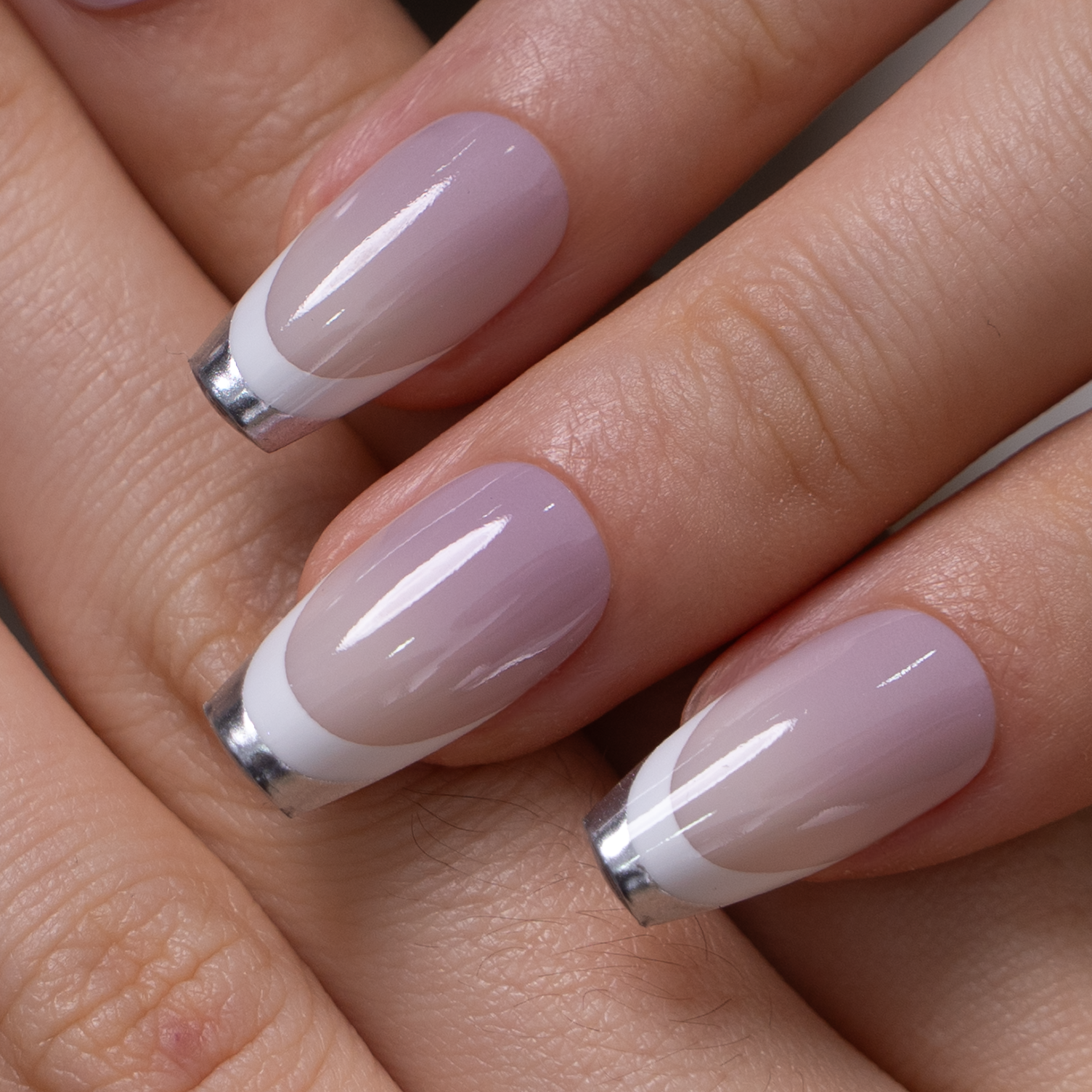 Designer s Pick | Silver Contour M Coffin coffin press-on nails