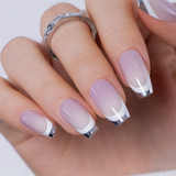 Designer s Pick | Silver Contour M Coffin coffin press-on nails