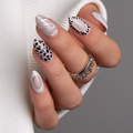 Silver Line Chic short almond press-on nails