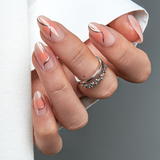 Silver Wave short almond nail detail