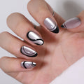 Silver Wave short almond press-on nails