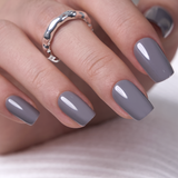 Sleek Slate Gray medium squoval press-on nails