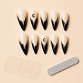 Black Oval Long press-on nails by Lirenail - side view