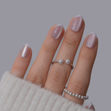 Snow Veil Rs almond press-on nail set with accessories