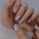 Snow Veil Rs almond press-on nails from the side