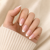 Soft French medium almond nail detail